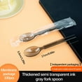 thumbnail image 6 of Tunhigl Thick Disposable Plastic Utensils Set - Individually Wrapped Cutlery for Restaurants, Bakeries & Desserts (Spoon, Fork, Knife) - Ink Gray Matte Finish Gray, 6 of 9