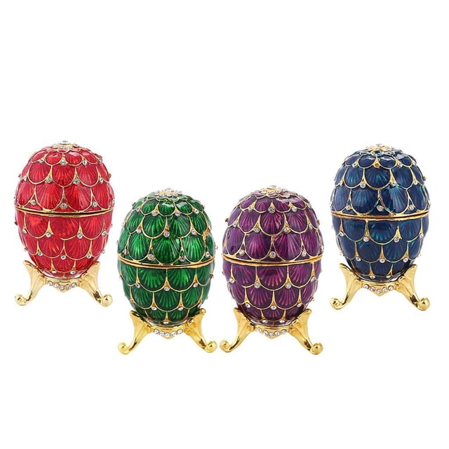 4 Piezas Retro Cristal Baratijas Joyero Caja de Almacenamiento de de Huevo de Pascua