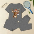 thumbnail image 2 of Dianli 3 Piece Pajama Set Loungewear Women's Short Sleeve Top Shorts And Pants Set Comfortable Cotton Blend Soft Breathable Casual Homewear Sleepwear Gift Set, 2 of 9