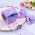 thumbnail image 3 of Rollo de tul de copo de nieve de arcoíris, tela transparente de Organza de cristal, punto de lentejuelas, regalo artesanal, decoración del falda de Tutu de boda, 6cm x 25 años, 3 of 4