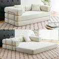 thumbnail image 3 of YINIX 81.6" Sleeper Sofa with Two Pillows, Comfy Modular Convertable Sofa Couch for Living Room, Small Spaces, Beige, 3 of 12