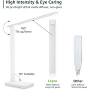Lepro LED Desk Lamp Touch Control Metal Desk Light 9.5W 800lm 5 Color Modes 5 Brightness Levels Dimmable Home Office Desktop Lamp for Reading, Studying, Nail, College Dorm, White