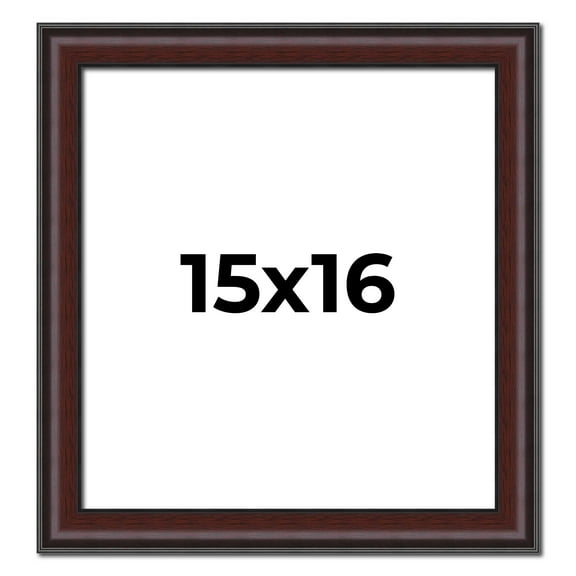 15x16 Frame Brown Round Mahogany Solid Wood Picture Frame | 1.625 Inch Moulding Width | with UV