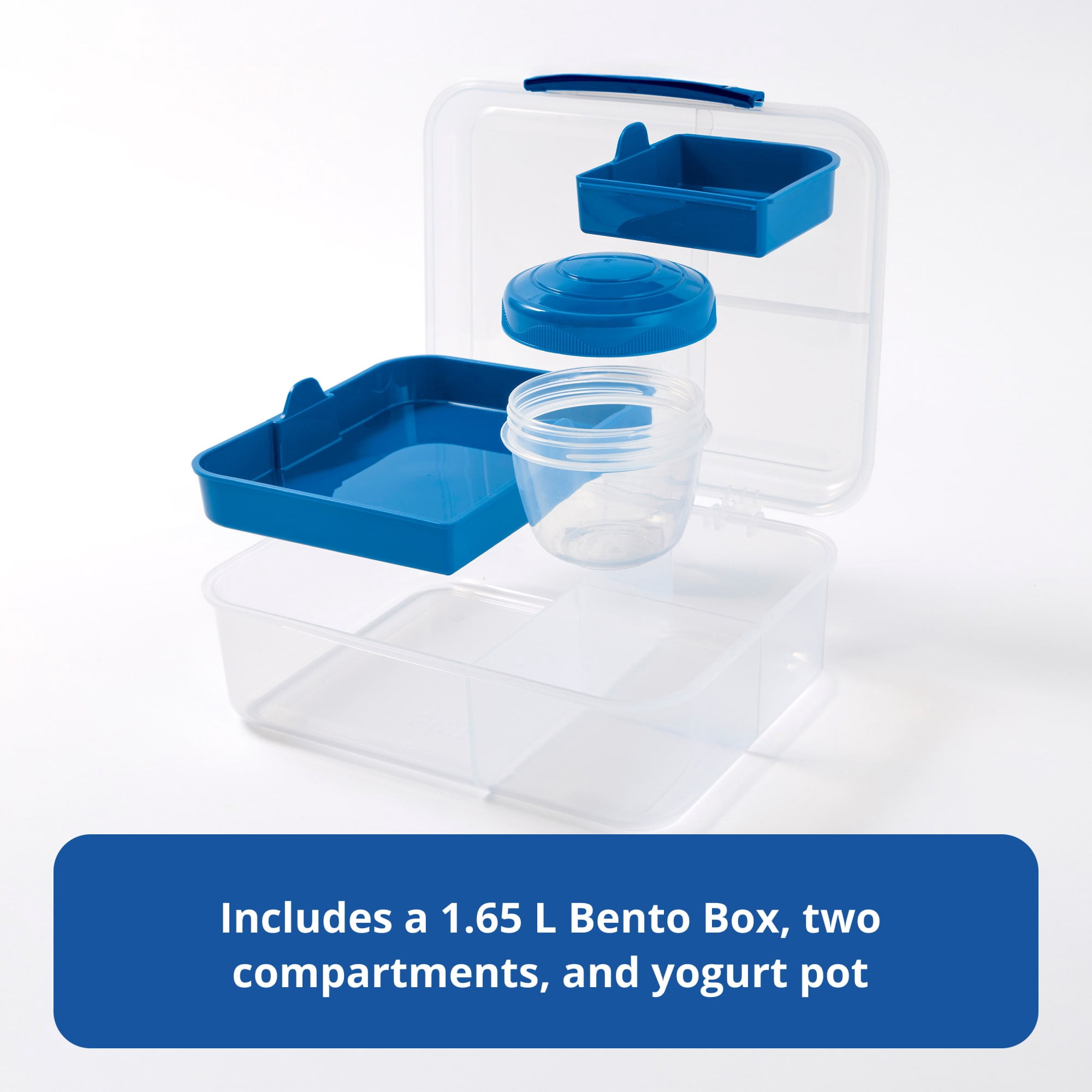 Rubbermaid Pack & Go 6.86cups/ 1.74quart Bento Box with Yogurt Pot, Meal Prep Container with Compartments and Dividers