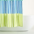 thumbnail image 4 of TOWN & COUNTRY PLAY Adeline Offset Stripe Cotton-Rich Breathable Fabric Shower Curtain with Anti-Rust Grommets, Purple/Green/Blue, 70"x72", 4 of 9
