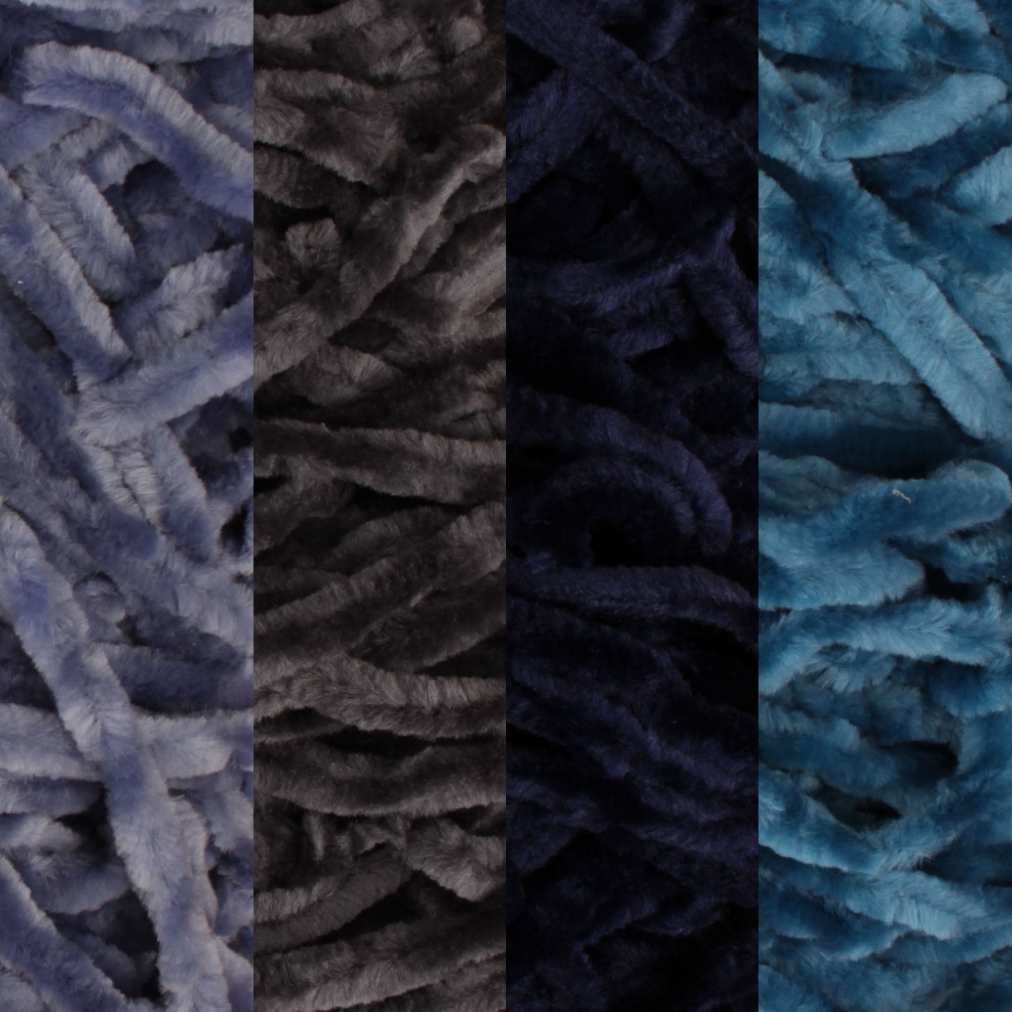 JubileeYarn Chenille Yarn - Worsted Weight Yarn - 100g/skein - Shades of Blue - 4 Skeins