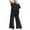 Black, variant on cfhntfmh Womens 2 Piece Outfits Short Sleeve Tops with Cropped Wide Leg Pants Lounge Matching Sets Tracksuits with Pockets