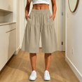 thumbnail image 6 of Women Wide Leg Shorts Casual Loose Folded Color Breathable Hiking Shorts Beige, 6 of 7