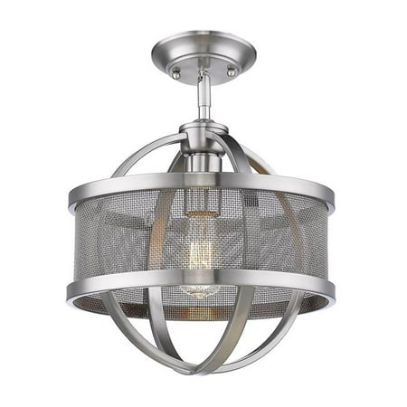

Golden Lighting 11 in. Colson 1 Light Pewter & Pewter Semi-Flush & Pendant Ceiling Light