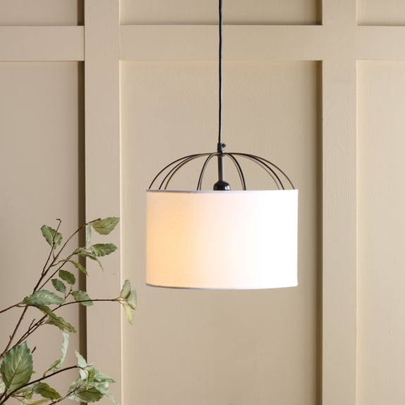 Safavieh Noomi 12" Modern Fabric and Metal Pendant Lights, White