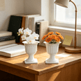 thumbnail image 7 of 2 Pcs Plastic Urn Flower Pots, White Textured Planters for Indoor Outdoor Table Front Door Porch Balcony Wedding Decoration, 7 of 7