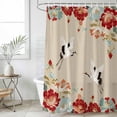 thumbnail image 6 of Rustic Crane Shower Curtain Set - 48" x 72" Washable Bathtub Curtain with 12 Hooks, Vintage Red Teal Spring Floral Botanical Waterproof Fabric Stall Shower Curtains for Bathroom/Bathtub Décor, 6 of 6