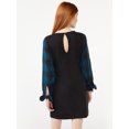 thumbnail image 3 of Free Assembly Women's Pleated Shoulder Mixy Mini Dress with Tie Cuffs, 3 of 6