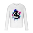 thumbnail image 3 of WREESH Halloween Long Sleeve Tops Fashionable Men's Printed Top with Long Sleeved Round Neck and Smiling Face Printed Top/Shirt White, 3 of 5