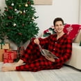thumbnail image 4 of Vulcanodon Mens Fleece Pajama Set, Ultra Soft Warm Long Sleeve Prints Sleepwear Cozy Button Down Pjs for Men(BUFFALO PLAID-RED, M), 4 of 5