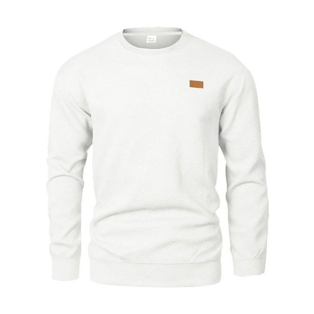 pstuiky camisetas de manga larga para hombre, Sudadera deportiva informal para hombre, cuello redondo, color liso, de punto, de manga larga, con capucha versátil camisetas de hombre xl