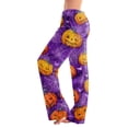 thumbnail image 2 of Halloween Pajama Pants for Women Spider Web Witch Hat Drawstring Horror Sleep Pants Bat Skeleton Wide Leg Funny Pajama Pants, XL, 2 of 5