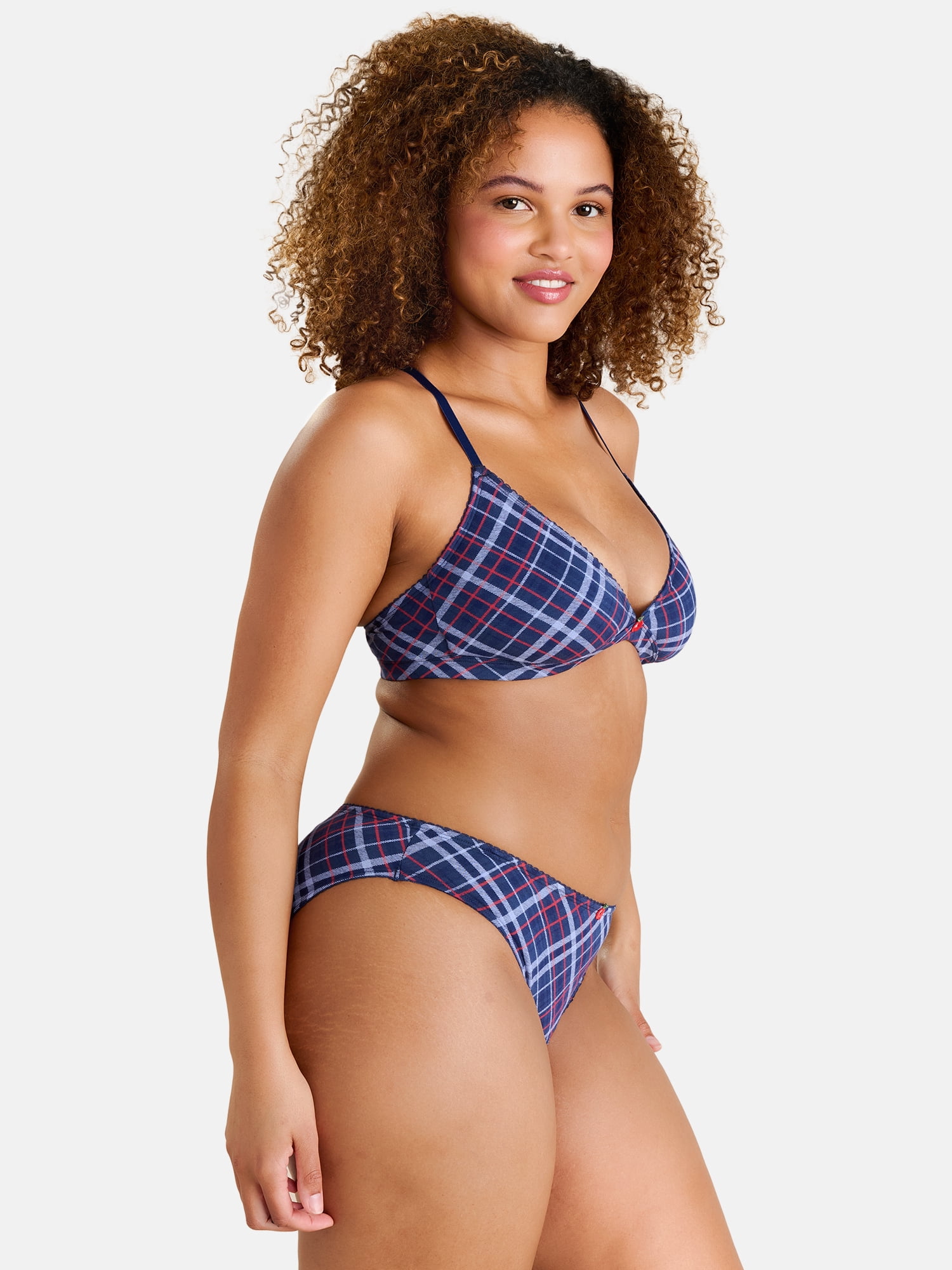 Fresh by Fruit of the Loom Women's Cotton Triangle Bralette and Bikini Set, Size XS-XXL