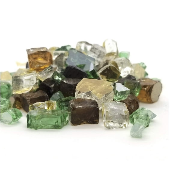 VIVID Premium 1/2" Green, Gold & Amber Blend - (10 Pounds) Reflective Fire Glass for Fireplace and Fire Pit (Irish Roast)