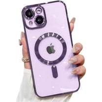 Magnetic Case for iPhone 15 Plus Case Clear Compatible with MagSafe Built-in Camera Lens Protector Soft Slim Shockproof Phone Case Cover for iPhone 15 Plus 6.7" - Purple