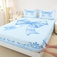thumbnail image 3 of Castle Fairy Cartoon Bow 4pcs Bed Sheets,Blue Bowknot King Sheets,Chic Flower Super Cozy Sheet Set,Luxury Girls Bedroom Decor, 3 of 7