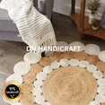 thumbnail image 5 of DN HANDICRAFT Flat Woven Rug Round Area Rug Natural Jute Hand Braided Multi Circle Design Brown, White Carpet (9x9 Sq Feet), 5 of 5