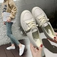 thumbnail image 2 of Zapatos blancos de mujer de talla grande de primavera y otoño, personalizados, de moda, sencillos, para viajes de ocio, zapatos de tabla japoneses para mujer, 2 of 5