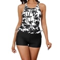 thumbnail image 3 of HUAXUN Womens Tankini Tops Full Coverage Swimsuits V Neck High Waisted Skirted Bottom Full Coverage Adjustable Straps 2 Piece Swimsuit Tummy Control Bathing Suit, 3 of 8