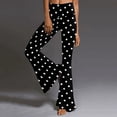 thumbnail image 4 of KDFJPTH Women's Polka Dot Print Flare Pants High Waist Black and White Bell Bottom Trousers Black XL, 4 of 8