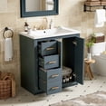 thumbnail image 2 of 30" Solid Wood Modern Freestanding Vanity Cabinet, Modern Bathroom Cabinet with Ceramic Sink, Freestanding Vanity with Storage for Bathroom, Blue, 2 of 8