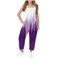 thumbnail image 2 of JTSRKL Jumpsuits for Kids Teen Girls Cute Summer Tie Dye Gradient Print Sleeveless Spaghetti Strappy Rompers Loose Fit Casual Long Romper Overalls with Pockets Dark Purple 5-6 Years, 2 of 9