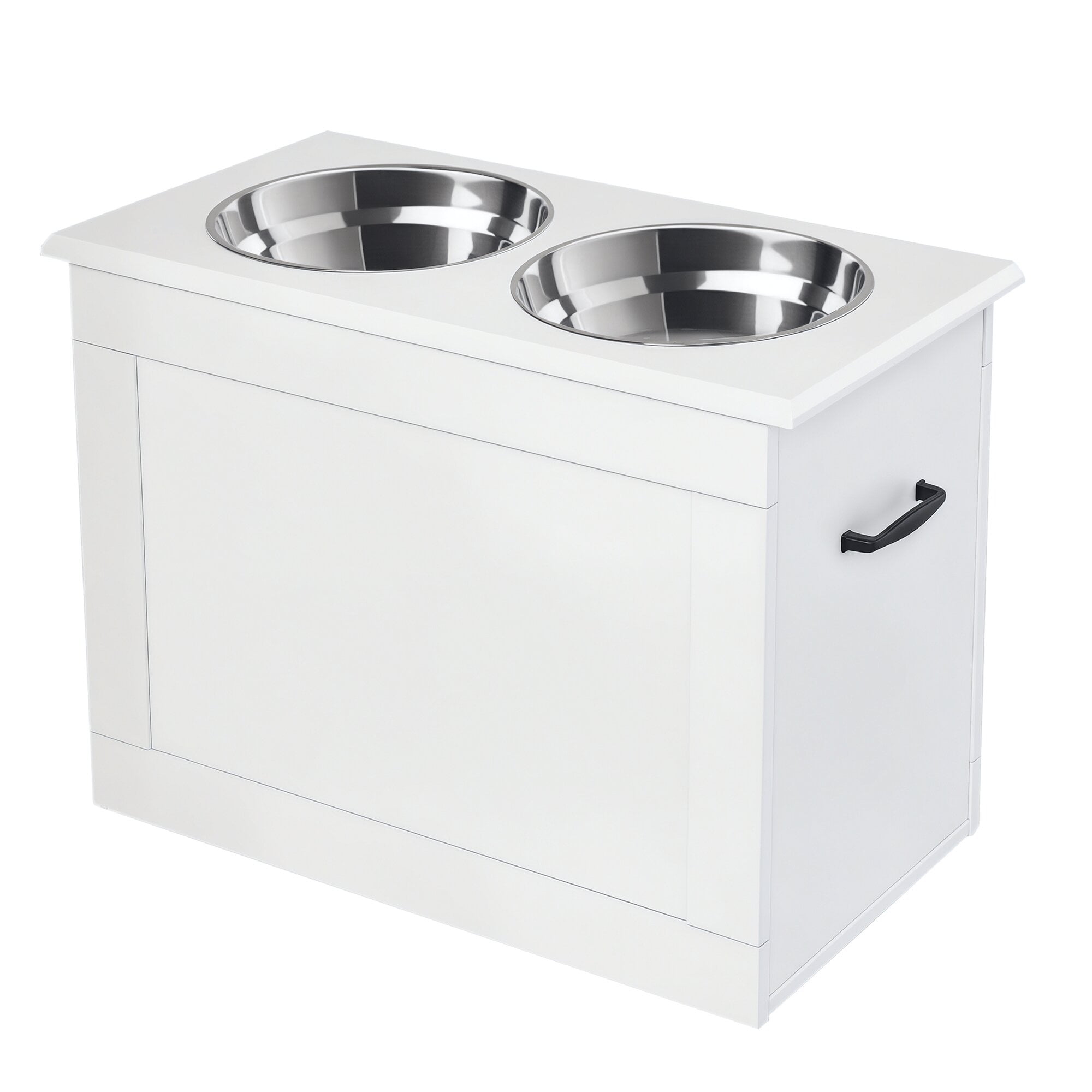 Orthopedic Dog Bed, Elevated Feeder Stand Stainless Steel Bowl Raised Pet Feeding Storage Station with Stainless Steel Bowls Base, White Dog Bed,Mdf Cat Bed, Pet Supplies Pet Beds & Furniture