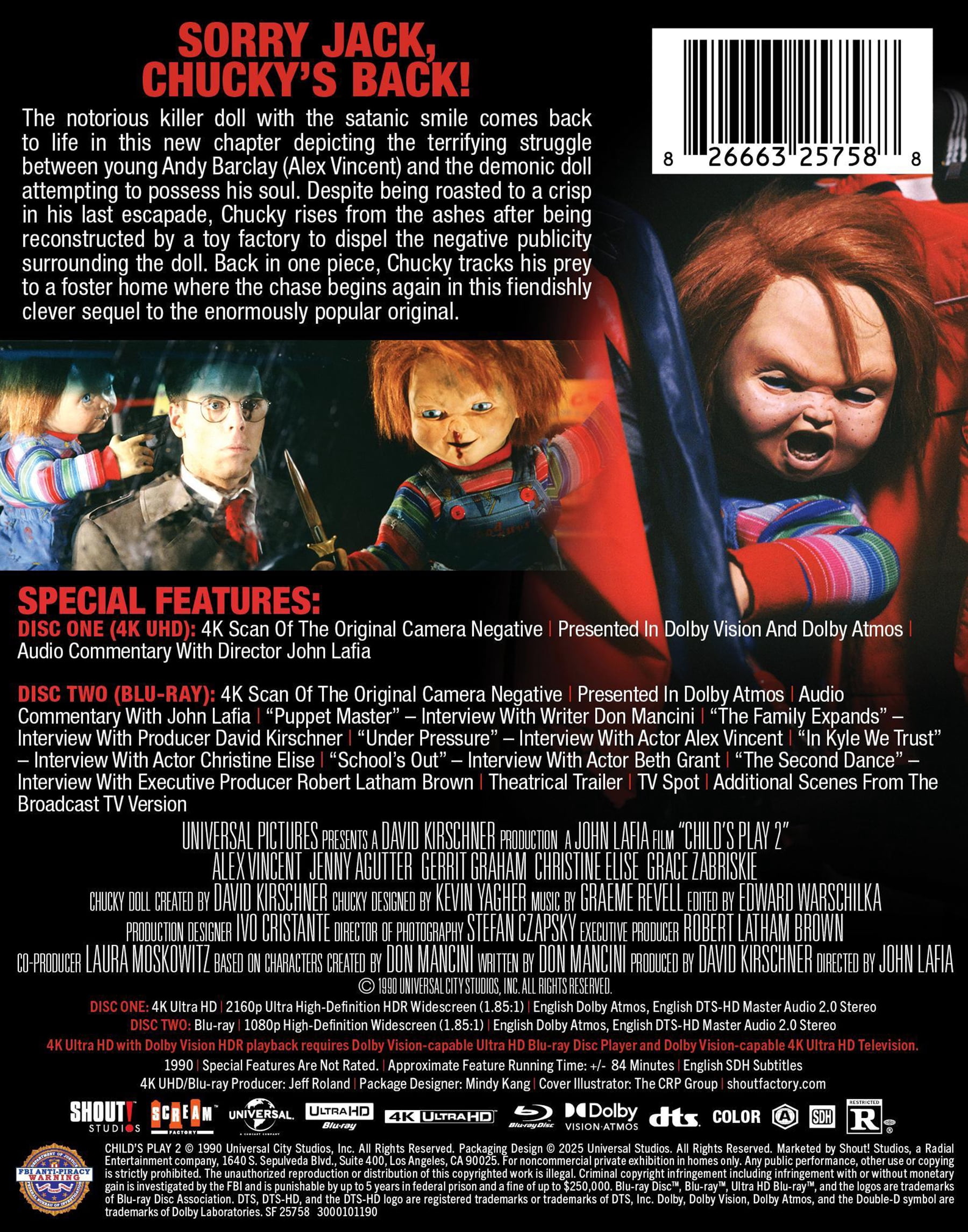 Child's Play 2 (Limited Edition Steelbook) (4K Ultra HD + Blu-ray), Horror, Shout! Factory