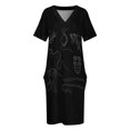 thumbnail image 4 of Parásitos - Vestido holgado con bolsillos en blanco sobre negro Ropa vestidos de lujo, 4 of 7