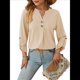thumbnail image 2 of Camisas Holgadas de Larga Tipo Farol para Mujer, Blusas con Puños Fruncidos para el Trabajo, Blusas de Otoño. Albaricoque XXL, 2 of 10