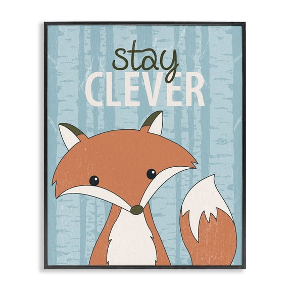 Stupell Industries Eclectic Stay Clever with Fox Black Framed Giclee Art, 11 x 14, by Kim Allen