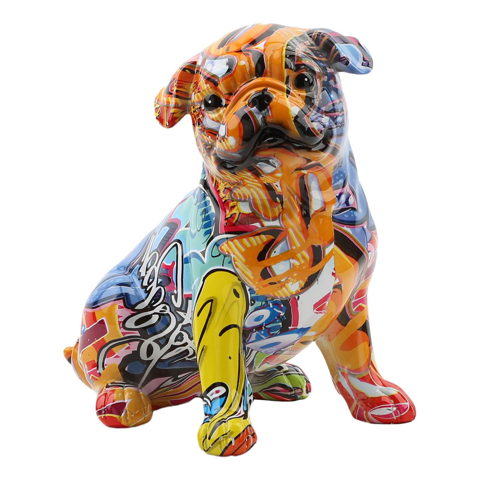 Nordic Bulldog Sculpture Figurine Graffiti Dog Statue Animals Art Decoration 