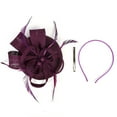 thumbnail image 5 of Tea Party Hats for Women! Comdrip Handmade Women Hair Clip Feather Wedding Casual Fascinator Headpieces Ladies Hats for Tea Party Purple One Size, 5 of 6