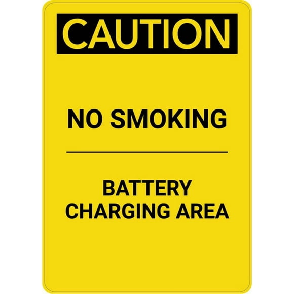 Caution No Smoking Battery Charging Sign Metal 12"X8" Rust Free Aluminum,Indoor & Outdoor Use For Fence And Yard