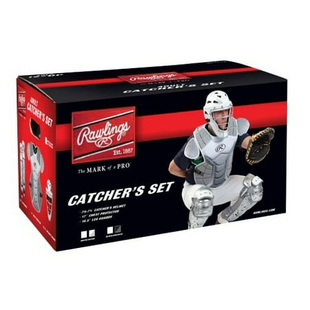 Rawlings VCS912-WSIL Velo Age 9 -12 Catcher's Set (White/Silver)