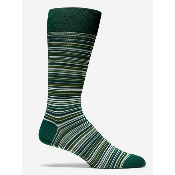 Cole Haan Cole Haan Men's Multi Stripe Crew Socks, Pine Grove, Large