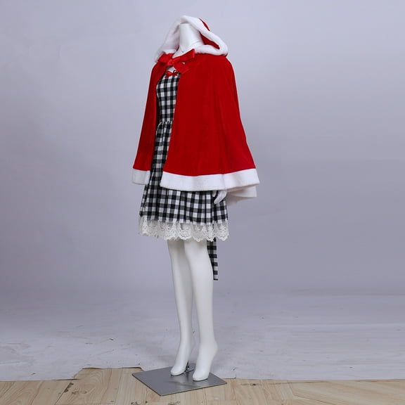 Christmas Girl Cindy Costume Dress Cape and Gloves