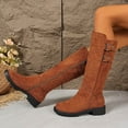 thumbnail image 4 of Suede Leather Knee High Riding Boots for Women Chunky Low Heel Comfortable Slip On Long Booties, 4 of 6