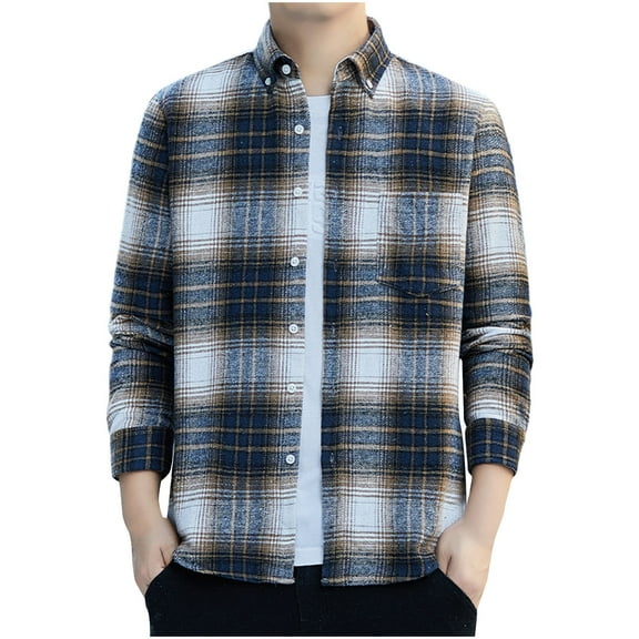 Nfhtoj Mens Flannel Shirts Long Sleeve Button Down Shirt with Pocket Casual Shirts Work Shirts for Men