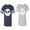 Men Navy / Women Heather, variant on Jack SkullUnisex Couple Matching Cotton Jersey style T-Shirt Contrasting stripes on sleeves (Men Navy / Women Black) (Men S / Women S)
