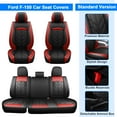 thumbnail image 2 of Fit for 2009-2014 Ford F150 Truck Car Seat Covers 5 Seats Front Rear Cushion Protector Pu Leather Black + Red, 2 of 11