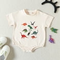thumbnail image 5 of Gibobby Ropa Para Bebe con estampado de dinosaurio de dibujos animados de manga corta para niños y niñas, monos para recién nacidos, ropa(Beige, 6-12 Meses), 5 of 5