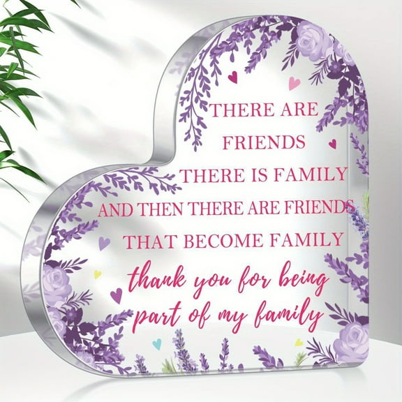 Heart-Shaped Acrylic Keepsake With Lavender Floral Desk Decoration For Best Friends Girlfriends Birthdays Weddings Christmas And Special Occasions Office Decor