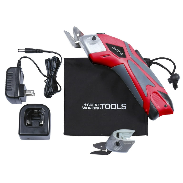  GREAT WORKING TOOLS Electric Scissors Box Cutter Electric  Fabric Scissors Cordless Electric Scissors Rechargeable Scissors - Red