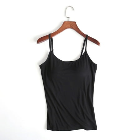 

Women Tops with Built in Bra Built in Bra Neck Vest Padded Fit To Wear Over Your Favorite Leggings M Black